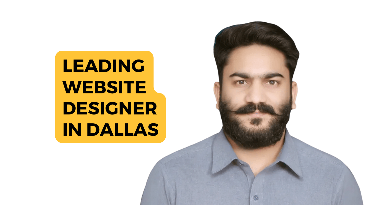 The image appears to be an advertisement or promotional graphic for an expert website designer located in Dallas. The obscured face suggests privacy or a focus on the message rather than the individual’s identity. If you need any further assistance, feel free to ask!