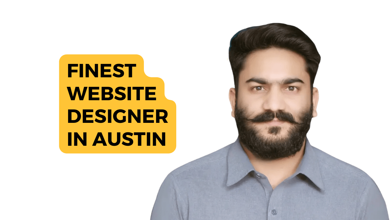 The image appears to be an advertisement or promotional graphic for an expert website designer located in Austin. The obscured face suggests privacy or a focus on the message rather than the individual’s identity. If you need any further assistance, feel free to ask!