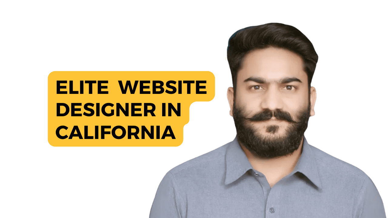 The image appears to be an advertisement or promotional graphic for an expert website designer located in California. The obscured face suggests privacy or a focus on the message rather than the individual’s identity. If you need any further assistance, feel free to ask!