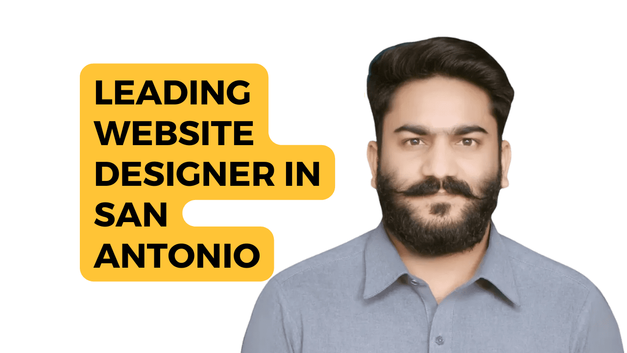 The image appears to be an advertisement or promotional graphic for an expert website designer located in San Antonio. The obscured face suggests privacy or a focus on the message rather than the individual’s identity. If you need any further assistance, feel free to ask!