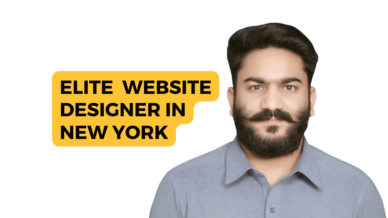 The image appears to be an advertisement or promotional graphic for an expert website designer located in New York. The obscured face suggests privacy or a focus on the message rather than the individual’s identity. If you need any further assistance, feel free to ask!