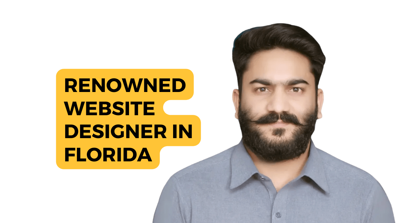 The image appears to be an advertisement or promotional graphic for an expert website designer located in Florida. The obscured face suggests privacy or a focus on the message rather than the individual’s identity. If you need any further assistance, feel free to ask!