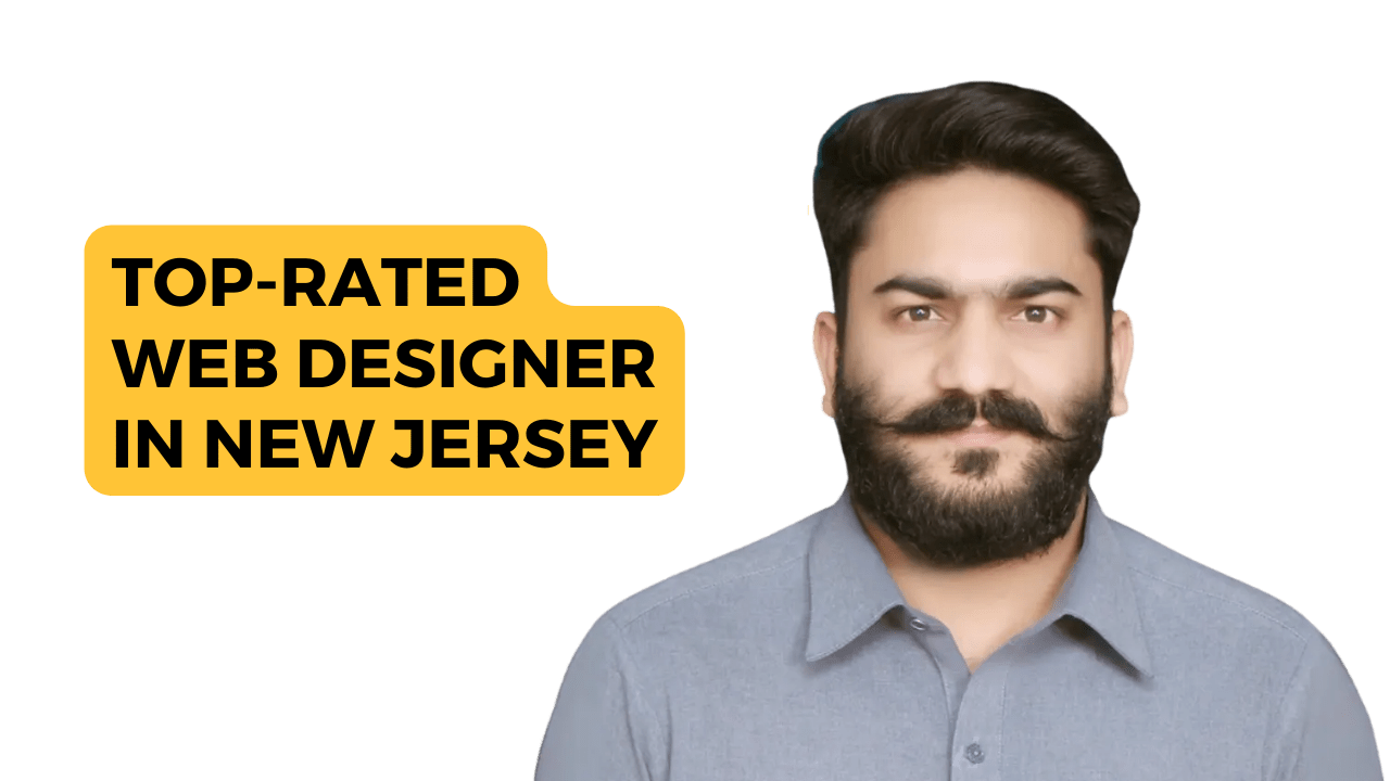 The image appears to be an advertisement or promotional graphic for an expert website designer located in New Jersey. The obscured face suggests privacy or a focus on the message rather than the individual’s identity. If you need any further assistance, feel free to ask!