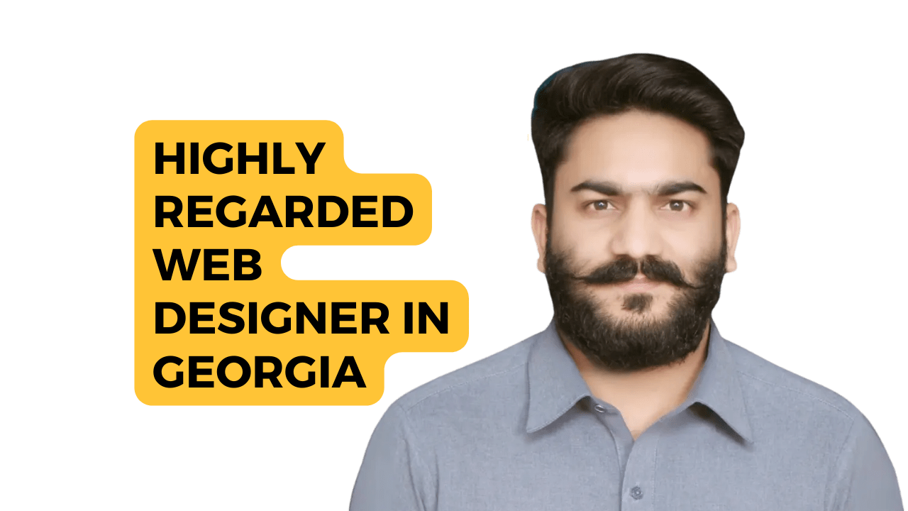 The image appears to be an advertisement or promotional graphic for an expert website designer located in Georgia. The obscured face suggests privacy or a focus on the message rather than the individual’s identity. If you need any further assistance, feel free to ask!