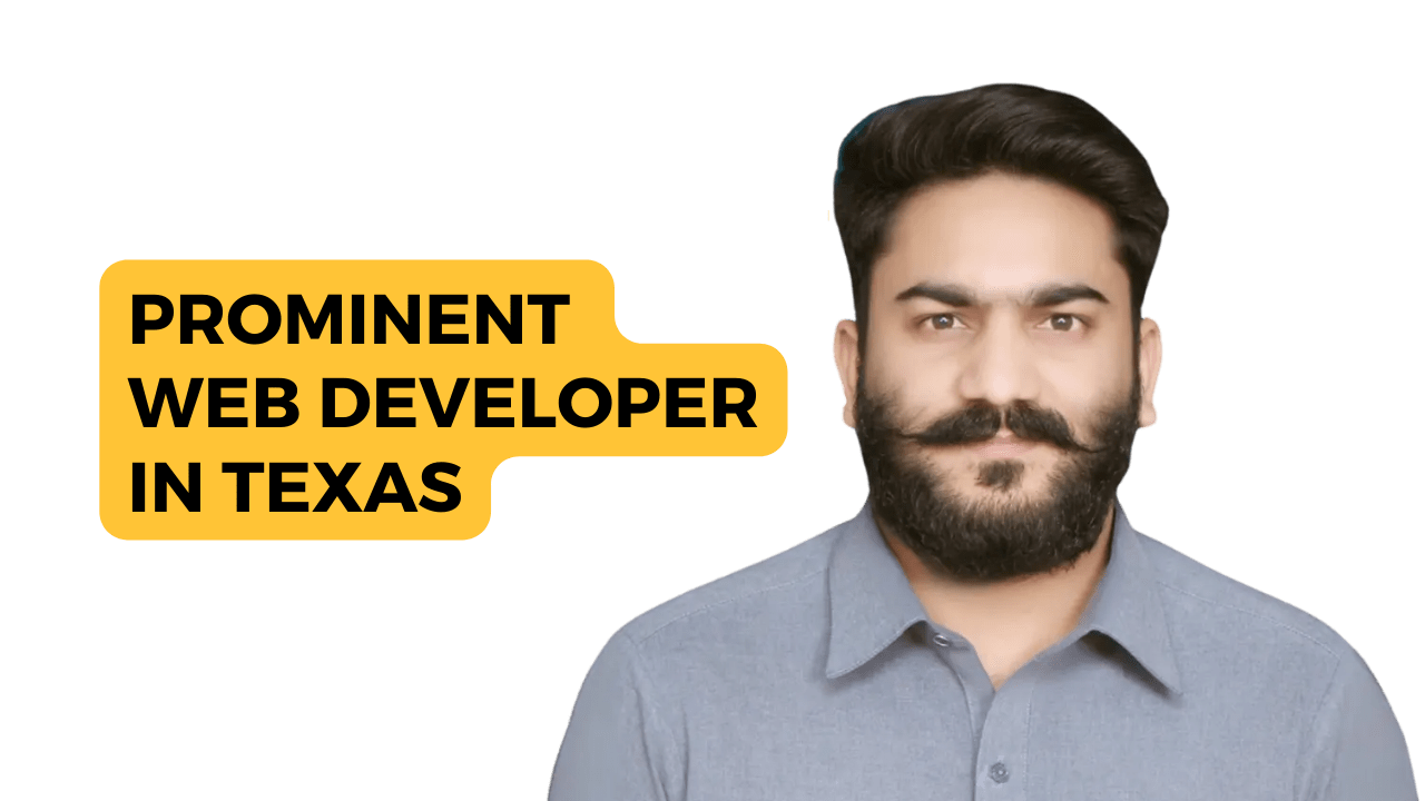 The image appears to be an advertisement or promotional graphic for an expert Web Developer located in Texas. The obscured face suggests privacy or a focus on the message rather than the individual’s identity. If you need any further assistance, feel free to ask!